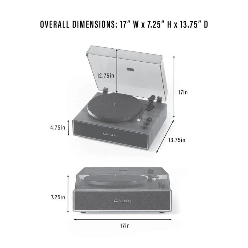 TORNAMESA CROSLEY/ RECORD PLAYER BT STAVE BLACK - 7