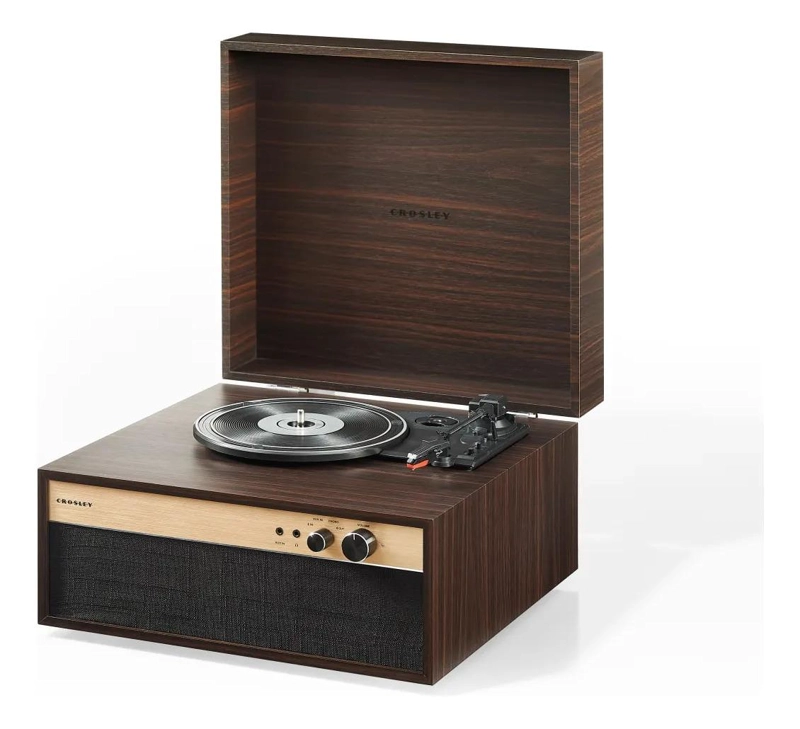 TORNAMESA CROSLEY/ JASPER RECORD PLAYER BT WALNUT MARRON OSCURO - 3