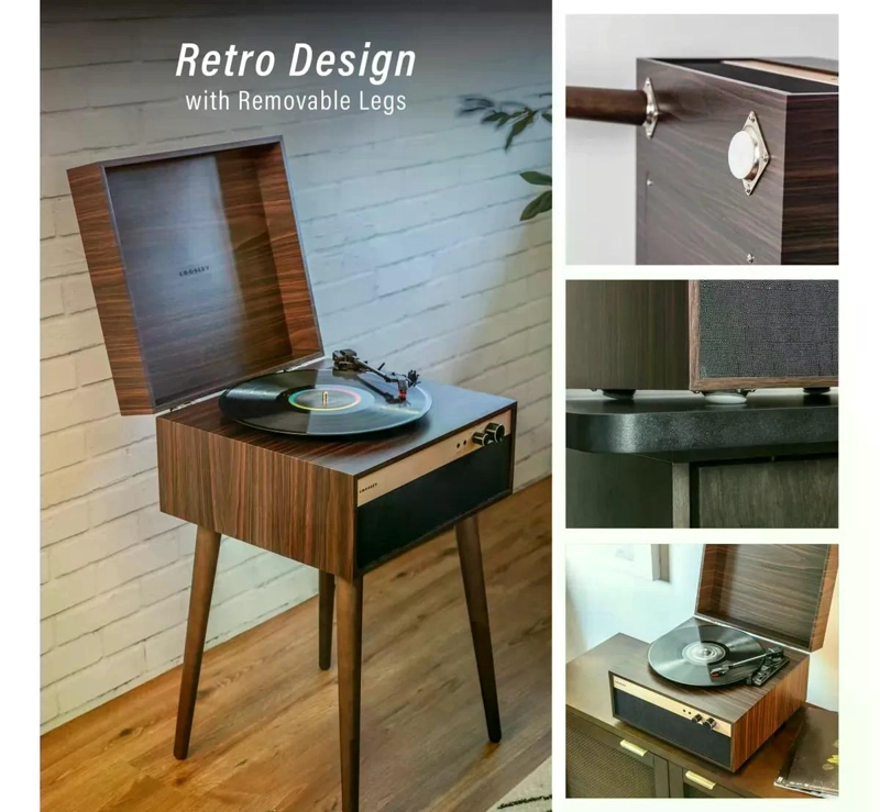TORNAMESA CROSLEY/ JASPER RECORD PLAYER BT WALNUT MARRON OSCURO - 8