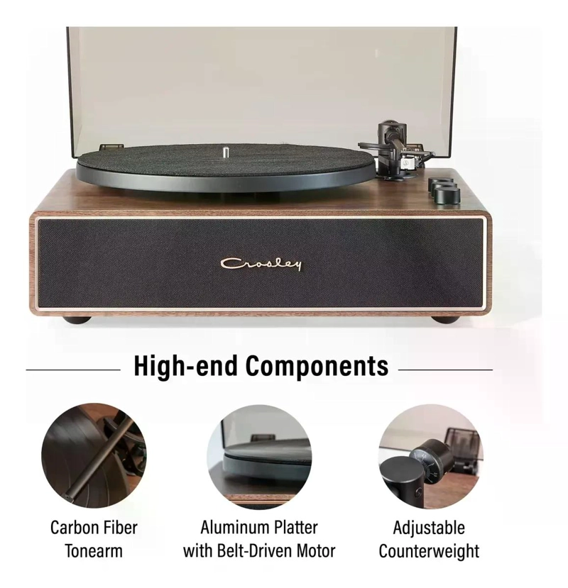TORNAMESA CROSLEY/ RECORD PLAYER BT STAVE NATURAL MARRON CLARO - 8