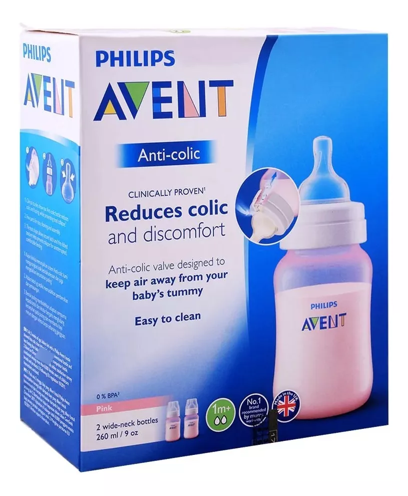 SET 2 MAMADERAS ANTI - COLIC ROSA - 1
