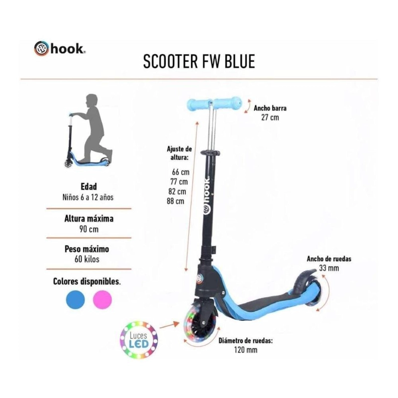 SCOOTER HOOK FW COLORES NUEVO & ORIGINAL CELESTE - 3