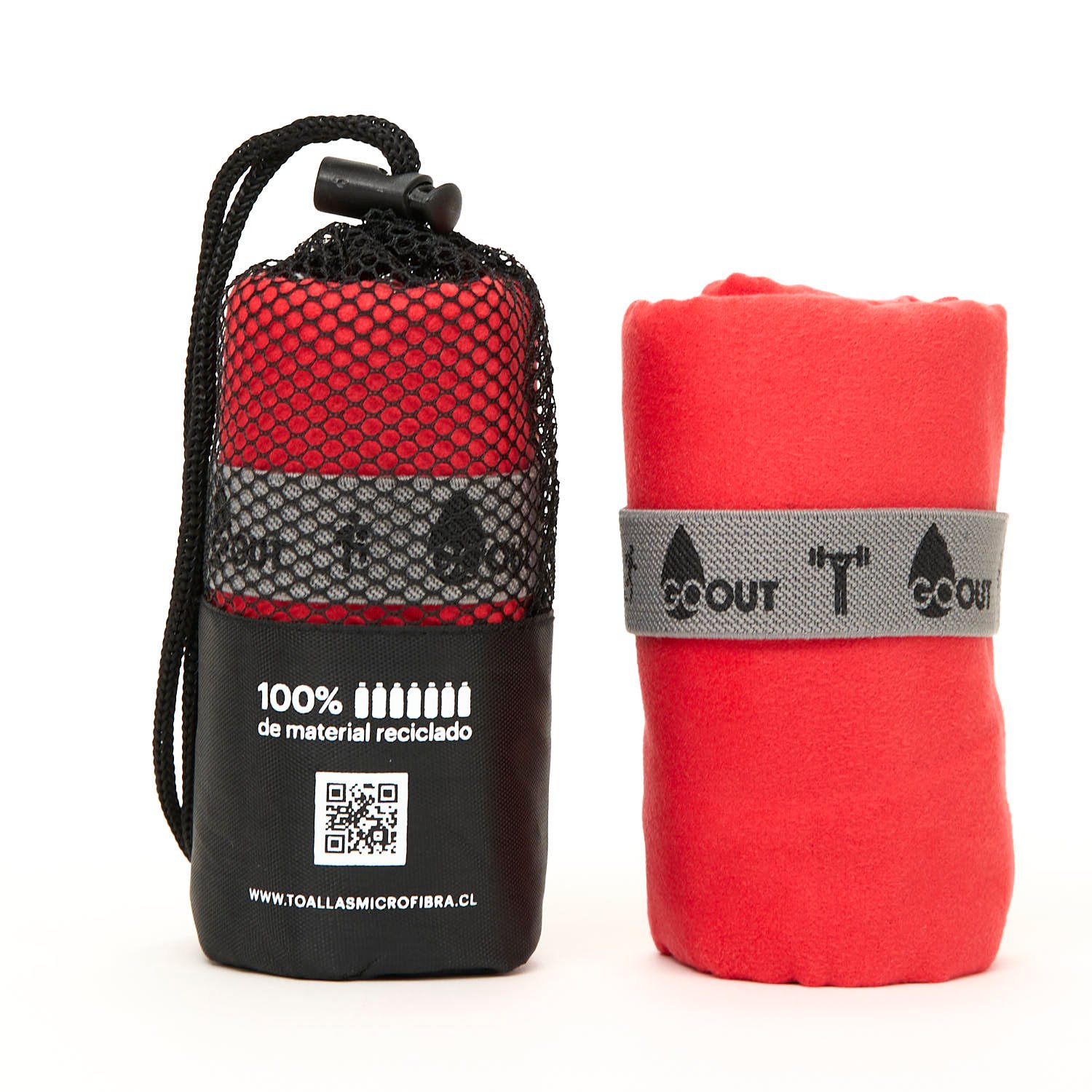 TOALLA DE MICROFIBRA 80X160 EN COLOR ROJO GO OUT - 1