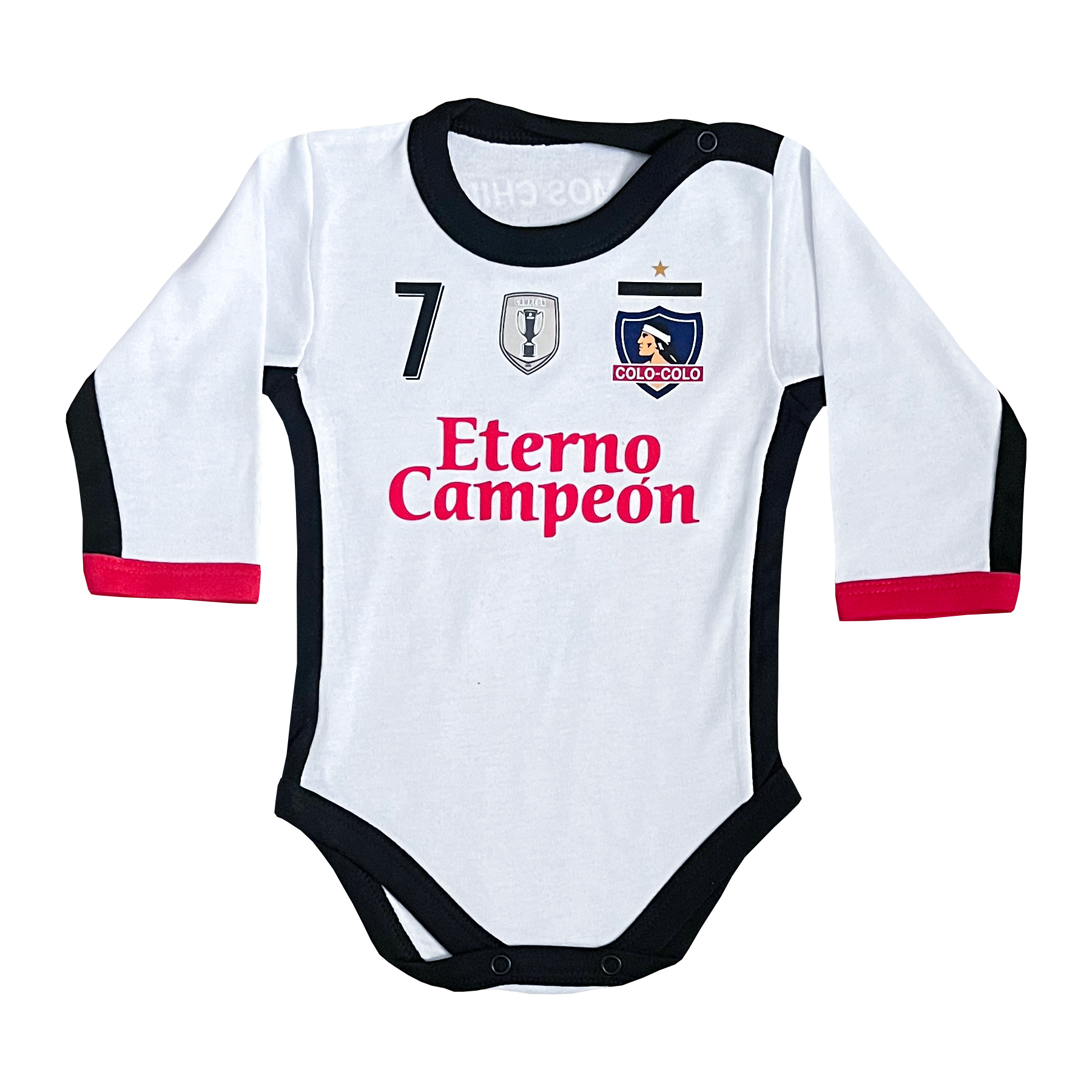 BODY MINI ALGODON UNISEX BLANCO COLO COLO BEBE 2023 N°7 OFICIAL MANGA LARGA - 1