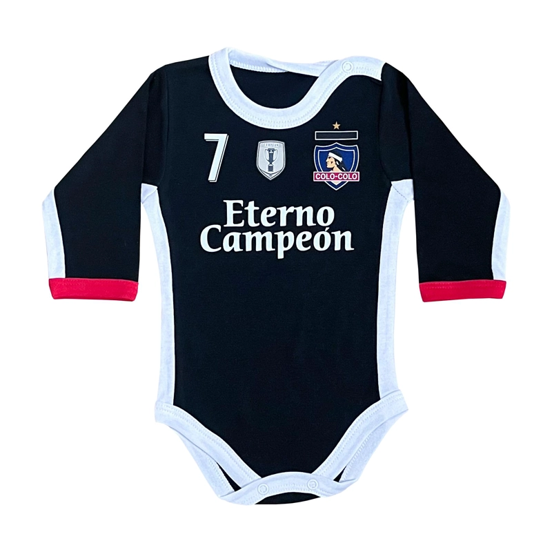 BODY MINI ALGODON UNISEX NEGRO COLO COLO BEBE 2023 N°7 OFICIAL MANGA LARGA - 1