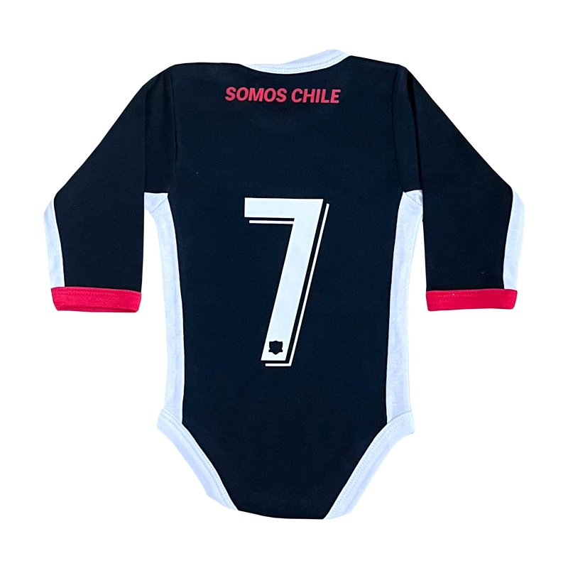 BODY MINI ALGODON UNISEX NEGRO COLO COLO BEBE 2023 N°7 OFICIAL MANGA LARGA - 2