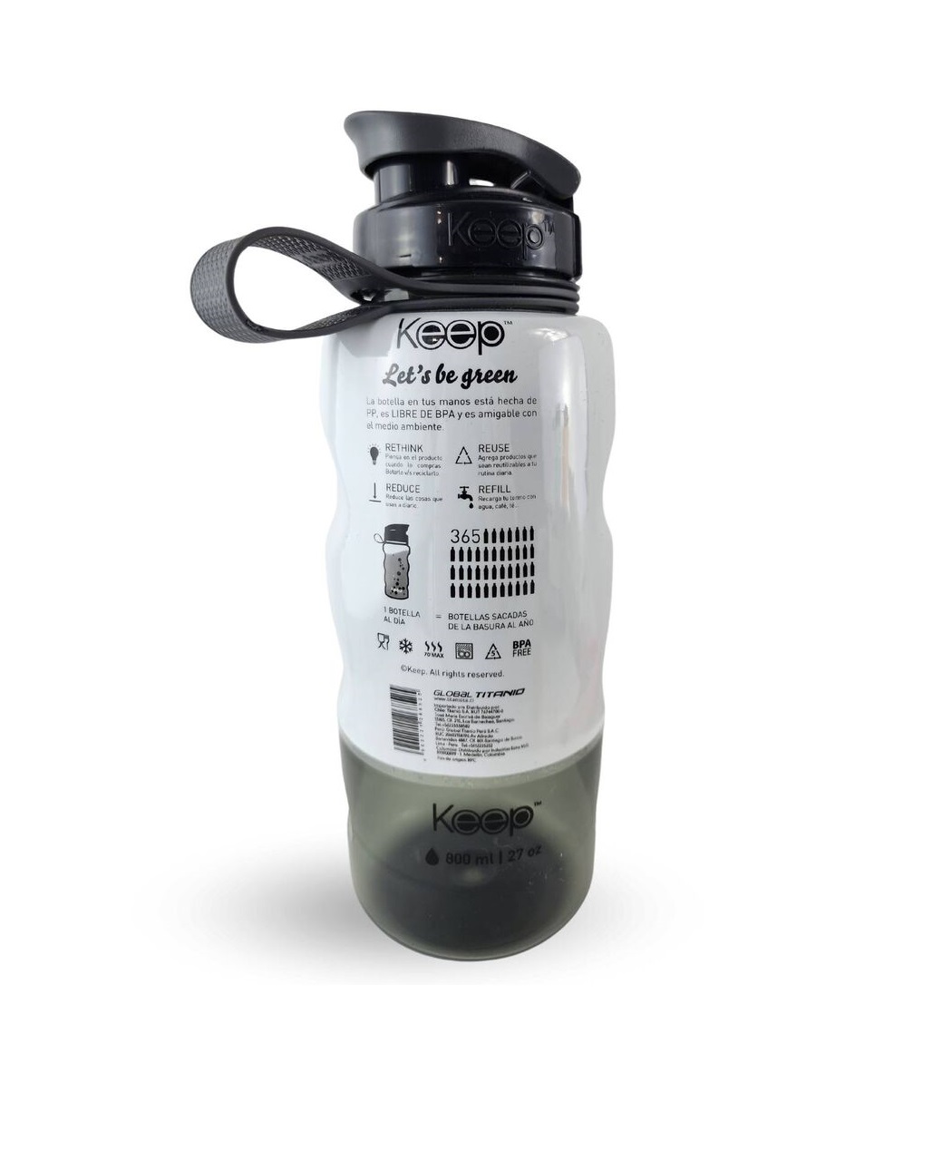 BOTELLA BLACK & BLACK 800ML NUEVA KEEP - NEGRO - TAMAÑO UNICO - 3