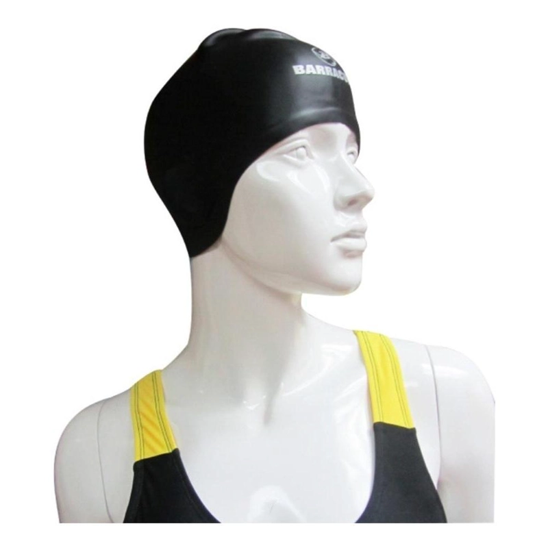 GORRA NATACION SILICONA CUBRE OREJAS NUEVA BARRACUDA Negro Talla Unica