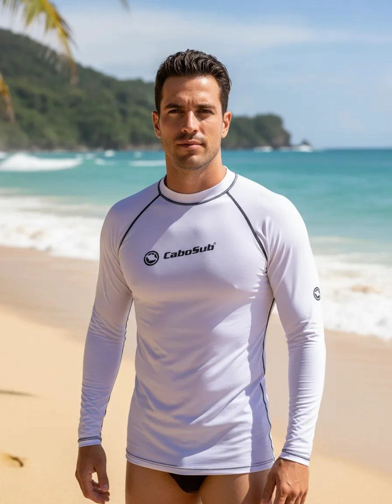 POLERA BAÑO FILTRO UV HOMBRE MANGA LARGA NUEVO CABOSUB - BLANCO - S - 2