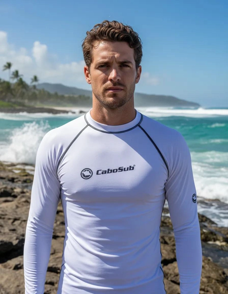 POLERA BAÑO FILTRO UV HOMBRE MANGA LARGA NUEVO CABOSUB - BLANCO - S - 3