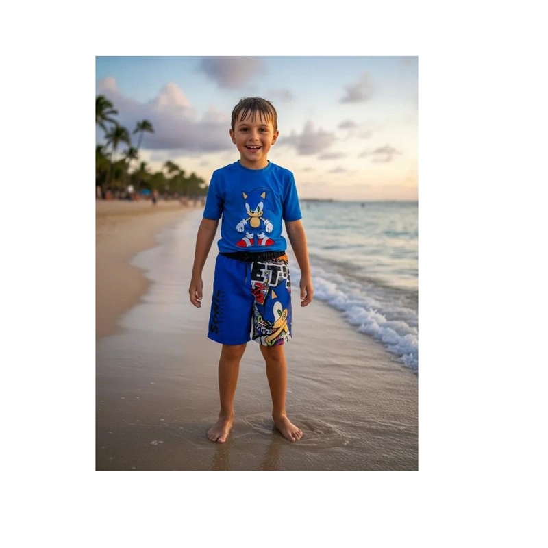 TRAJE BAÑO SHORT INFANTIL SONIC THE BRANDS - NEGRO - 6 - 3