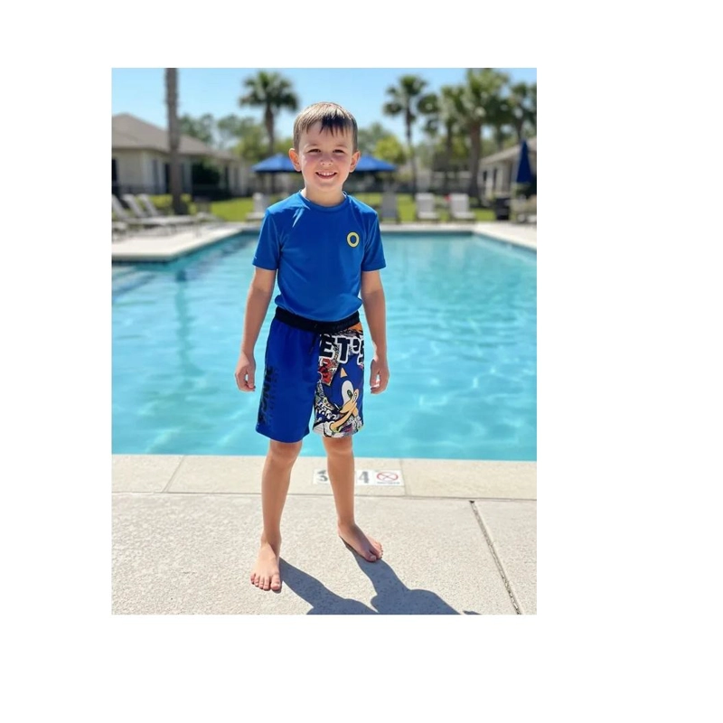 TRAJE BAÑO SHORT INFANTIL SONIC THE BRANDS - NEGRO - 6 - 4