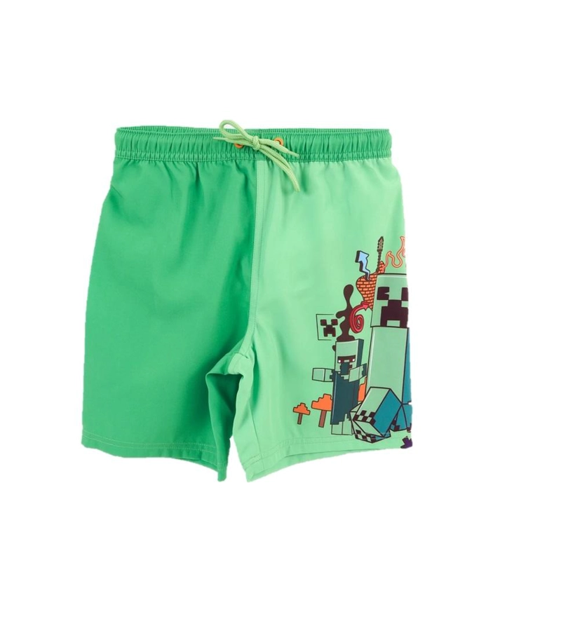 TRAJE BAÑO SHORT INFANTIL DISEÑOS MINECRAFT THE BRANDS - VERDE - 6 - 1