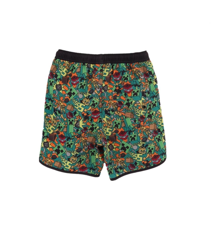 TRAJE BAÑO SHORT INFANTIL DISEÑOS MINECRAFT THE BRANDS - NEGRO - 16 - 2