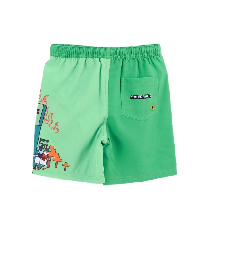 TRAJE BAÑO SHORT INFANTIL DISEÑOS MINECRAFT THE BRANDS - VERDE - 6 - 2