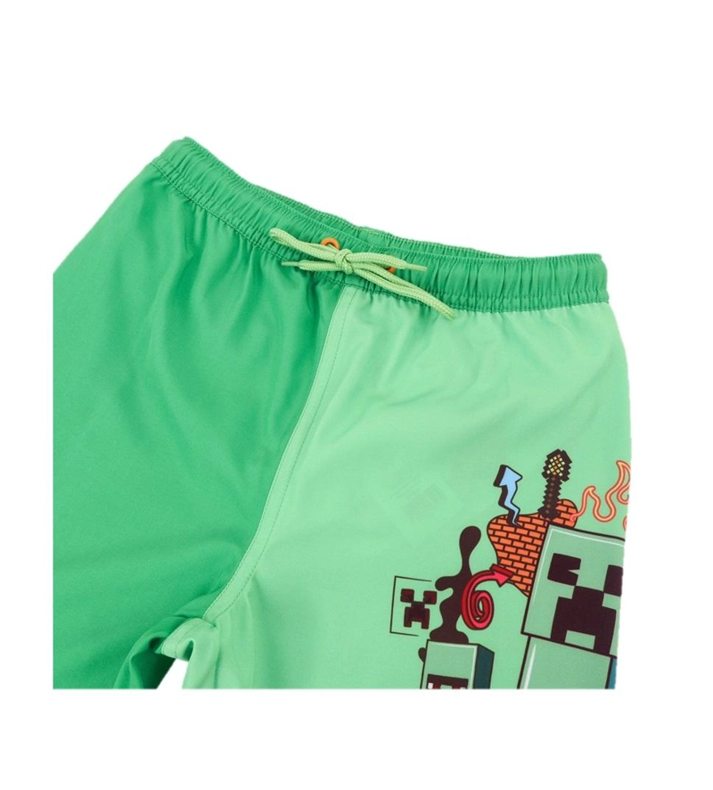TRAJE BAÑO SHORT INFANTIL DISEÑOS MINECRAFT THE BRANDS - VERDE - 6 - 3