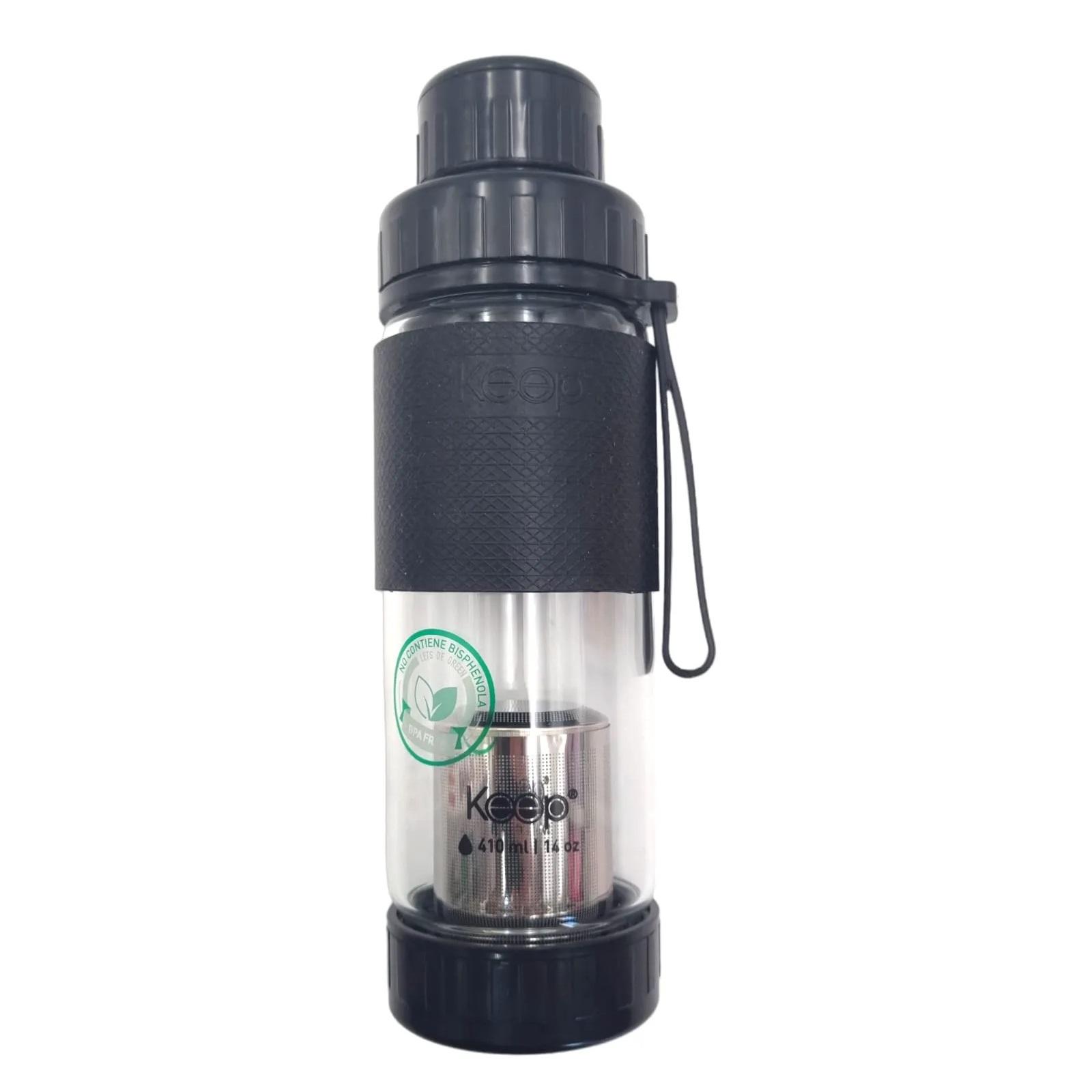 BOTELLA VIDRIO C/INFUSOR 410ML COLORES NUEVA & ORIGINAL KEEP - MORADO - TAMAÑO UNICO - 1