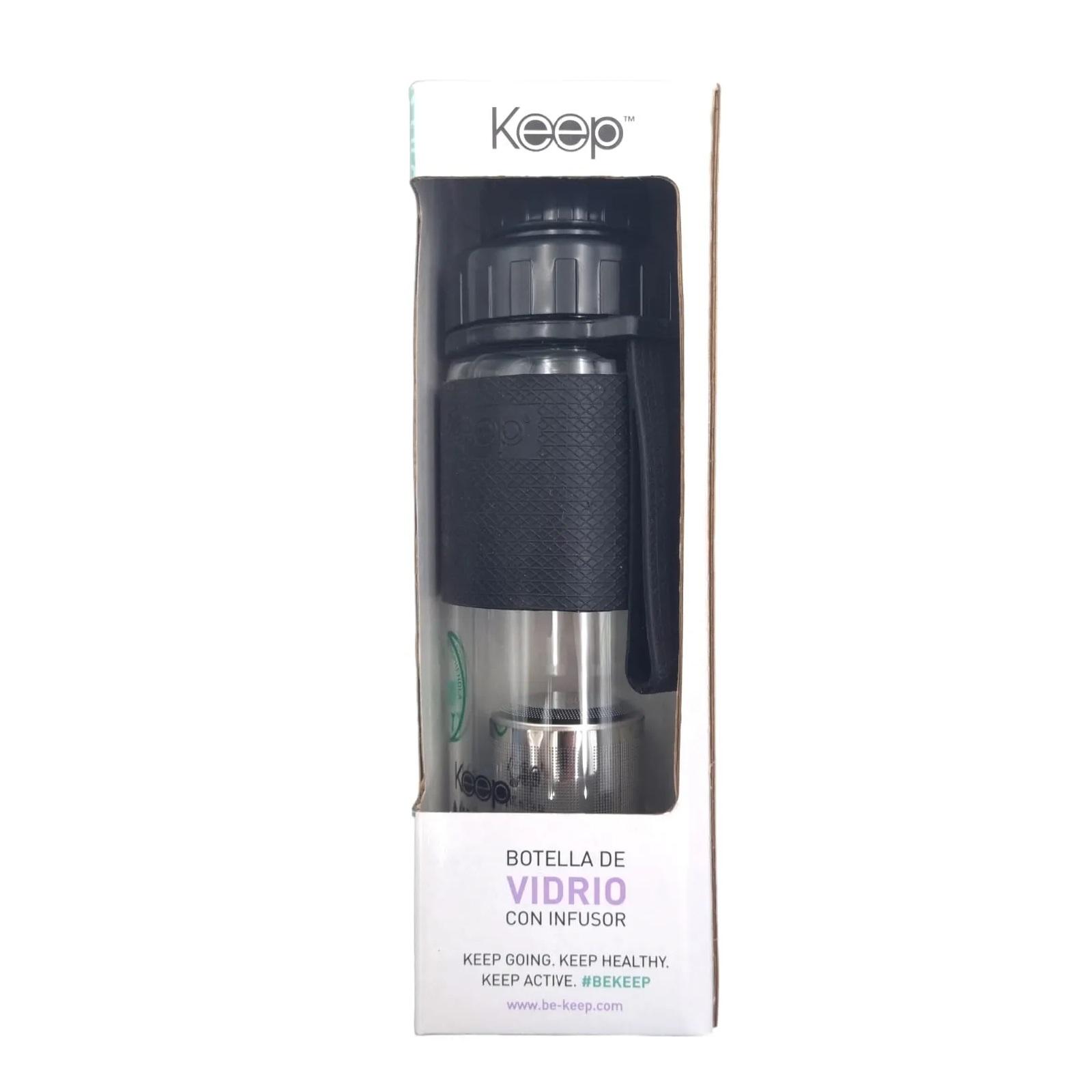 BOTELLA VIDRIO C/INFUSOR 410ML COLORES NUEVA & ORIGINAL KEEP - MORADO - TAMAÑO UNICO - 3