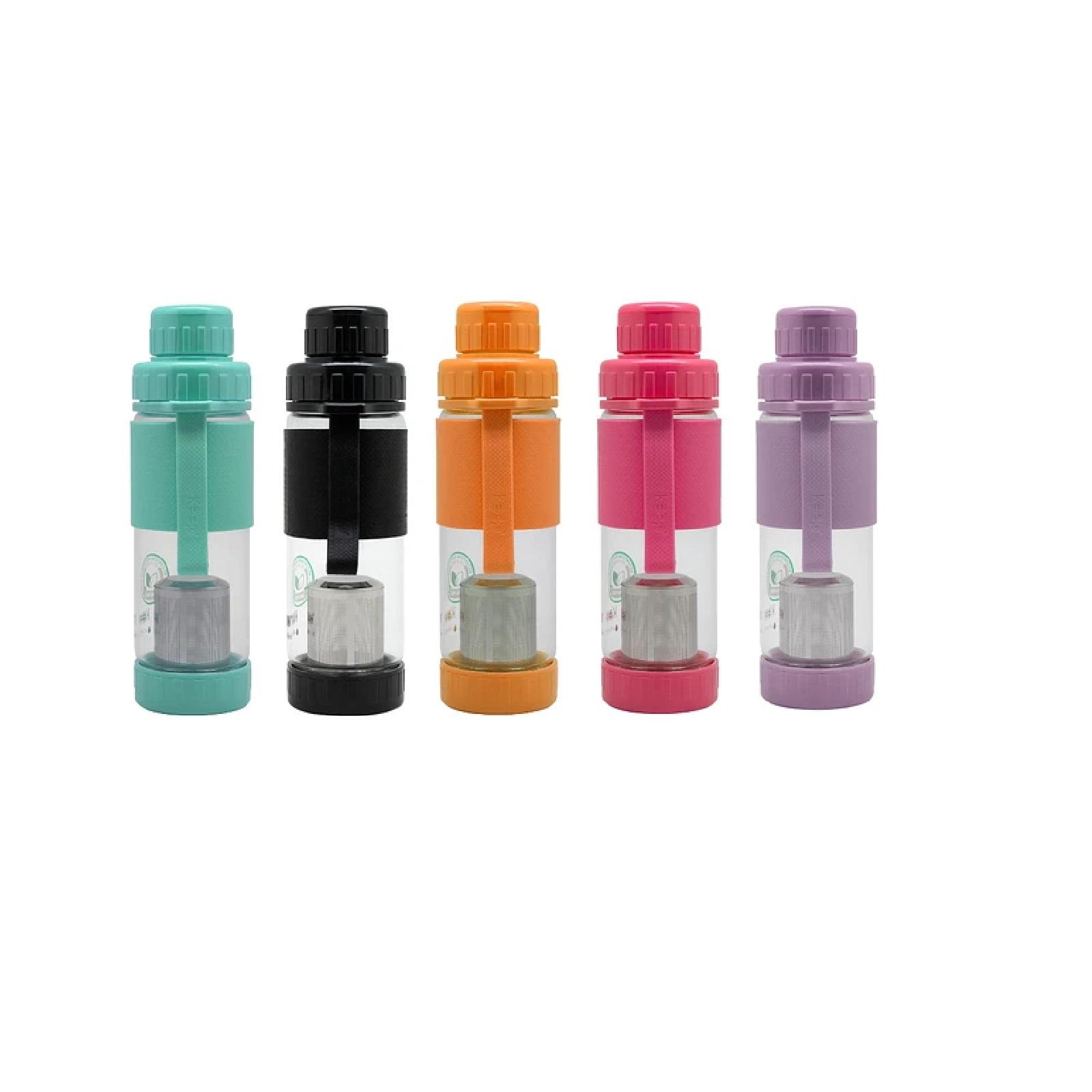 BOTELLA VIDRIO C/INFUSOR 410ML COLORES NUEVA & ORIGINAL KEEP - MORADO - TAMAÑO UNICO - 6