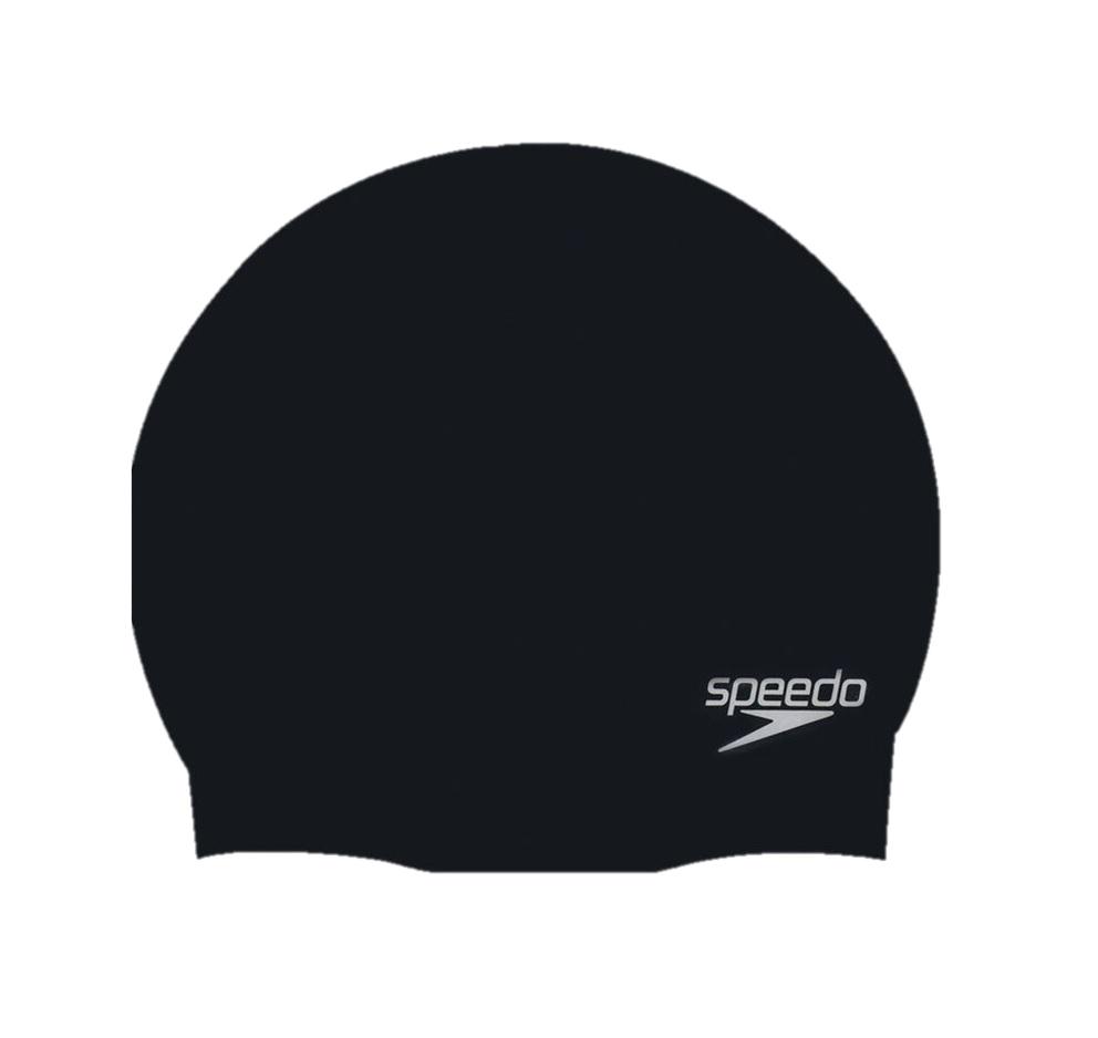 GORRA NATACION SILICONA PLAIN FLAT COLORES SPEEDO - NEGRO - TAMAÑO UNICO - 1