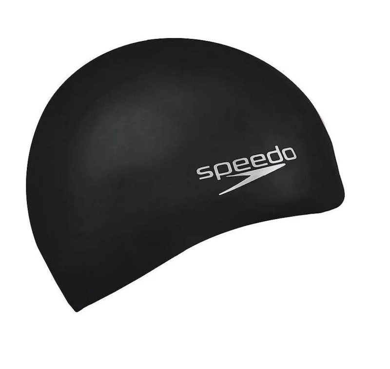 GORRA NATACION SILICONA PLAIN FLAT COLORES SPEEDO - NEGRO - TAMAÑO UNICO - 2