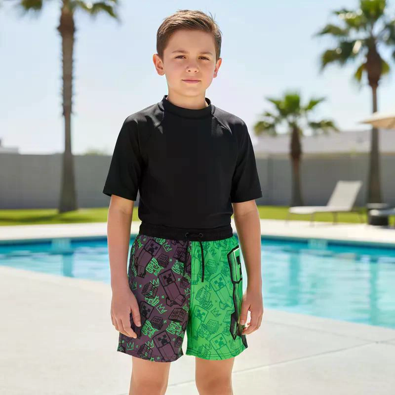 TRAJE BAÑO SHORT INFANTIL MINECRAFT THE BRANDS - NEGRO - 14 - 2