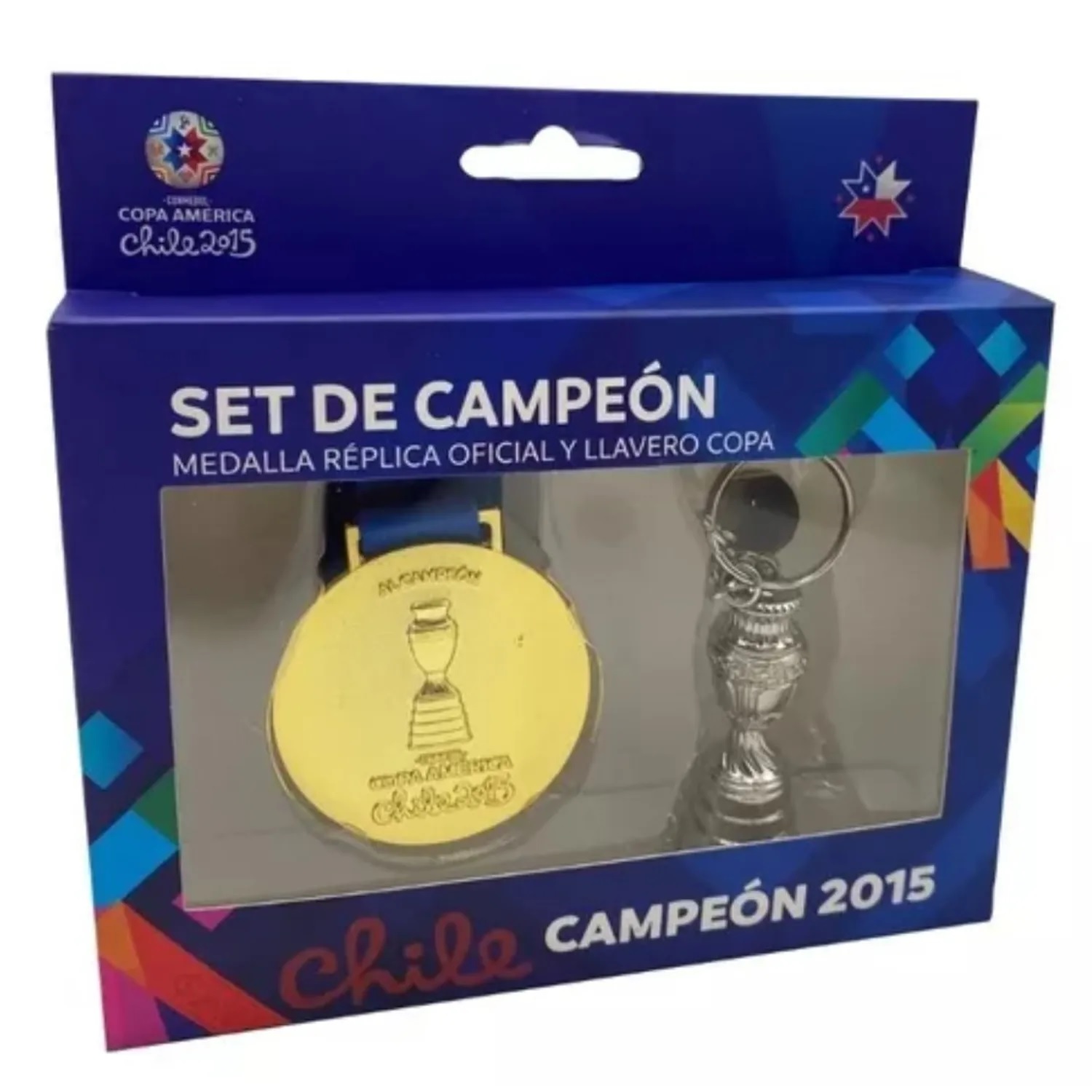 SET MEDALLA + LLAVERO CHILE COPA AME RICA 2015 OFICIAL MILLED - 1