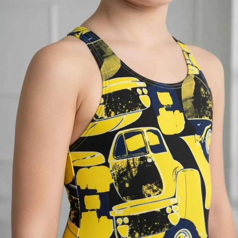 TRAJE BAÑO CLASICO DEPORTIVO NIÑA MECHANIC NUEVO ARENA - AMARILLO - 6-7 - 2