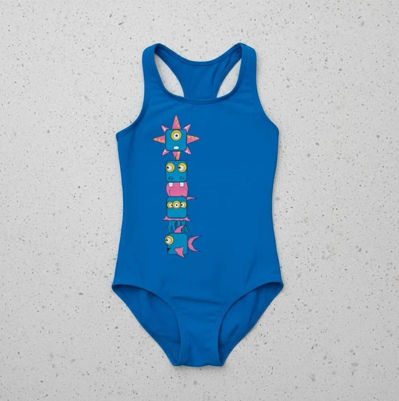 TRAJE BAÑO CLASICO DEPORTIVO NIÑA MONSTER NUEVO ARENA - AZUL - 2-3 - 5