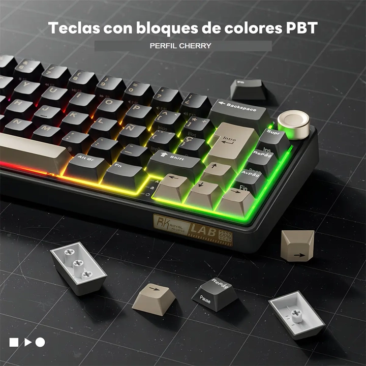 TECLADO MECANICO 60% RK R65 PHANTOM ESPAÑOL SWITCHES BROWN OPEN BOX - 2
