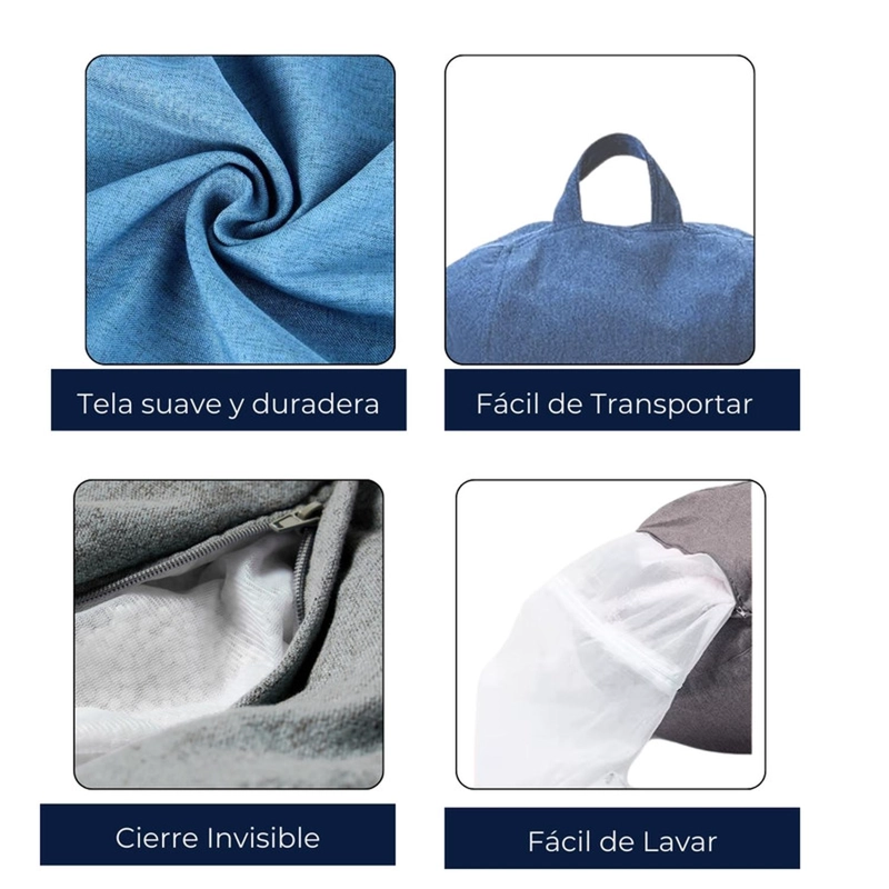 PUFF AUCKLAND OUTDOOR PRLC 1 CUERPO LINO CELESTE PERA SÍMIL 100 X 120 CM - 3