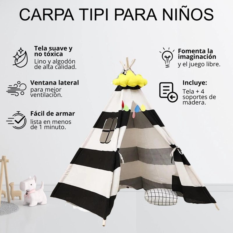 CARPA TIPI FIGLIO CPRAYA MULTICOLOR PARA NIÑOS. 160 CM. RAYAS - 4
