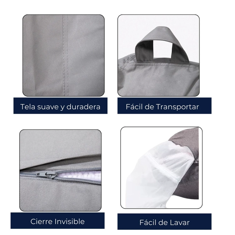 PUFF AUCKLAND OUTDOOR PERA OXFORD 1 CUERPO GRIS 100X120 CM - 3