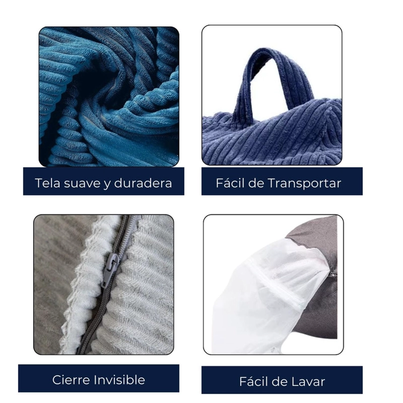 PUFF AUCKLAND OUTDOOR PERA COTELE 1 CUERPO AZUL 90X110 CM - 3