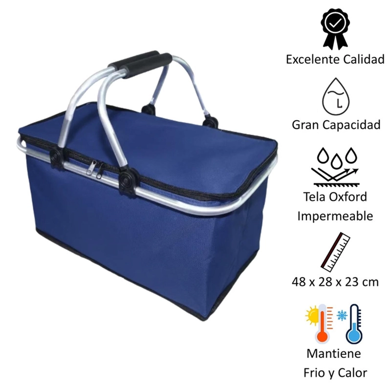 BOLSO AUCKLAND OUTDOOR TÉRMICO PLEGABLE AZUL COOLER CANASTA PICNIC - 2