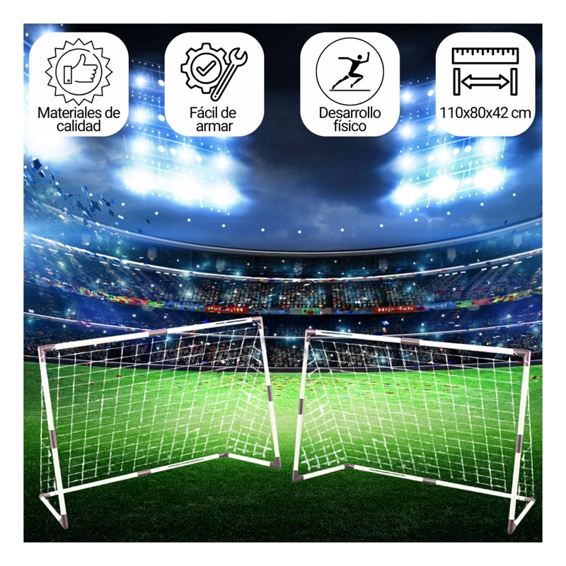 PACK 2 ARCOS AUCKLAND OUTDOOR JB-8885C FUTBOL NIÑO RED+BOMBIN+PELOTA+MARCADOR 110X80CM - 4