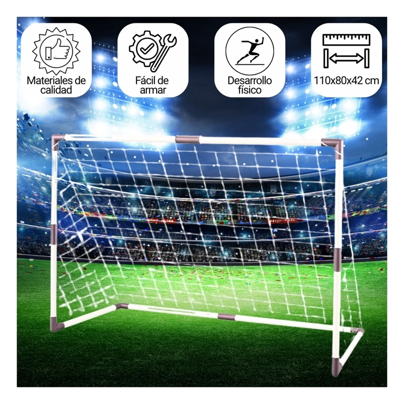 ARCO FUTBOL AUCKLAND OUTDOOR JB-8886C NIÑO PELOTA+RED+BOMBIN 110X80CM. - 5