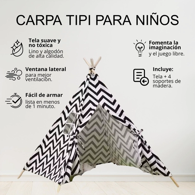 CARPA TIPI FIGLIO MULTICOLOR PARA NIÑOS. 160 CM. ZIG-ZAG - 4