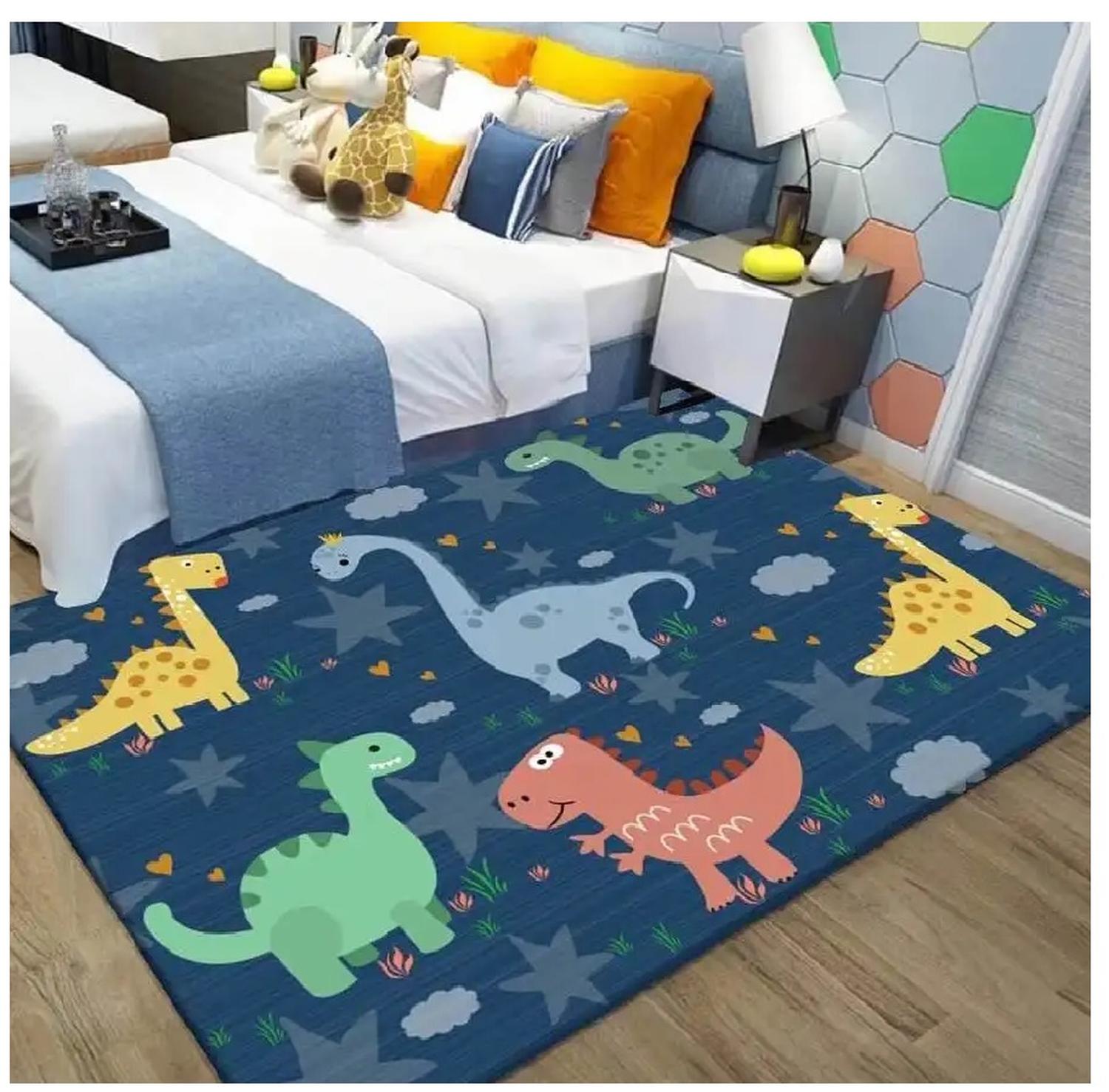 ALFOMBRA KIVARA DINOSAURIOS INFANTIL TAPETE DORMITORIO 80 X 120 CM - 1