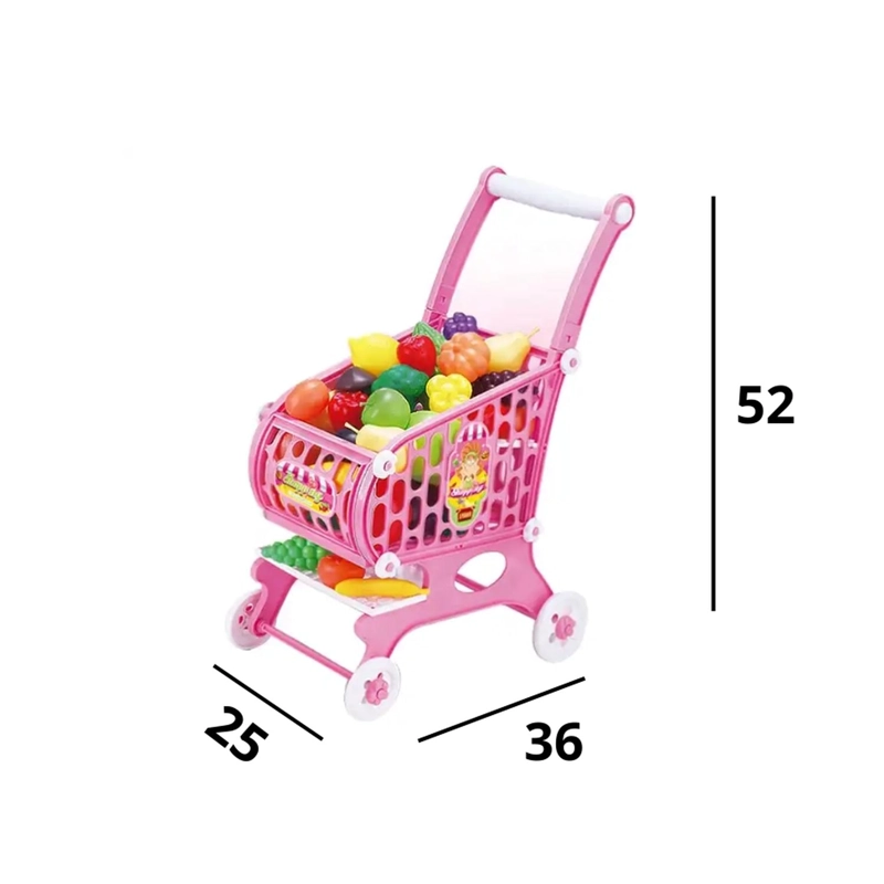CARRO KIVARA SUPERMERCADO JUGUETE CARRITO COMPRA DO ACCESORIOS PA-J-00045 ROSA - 2