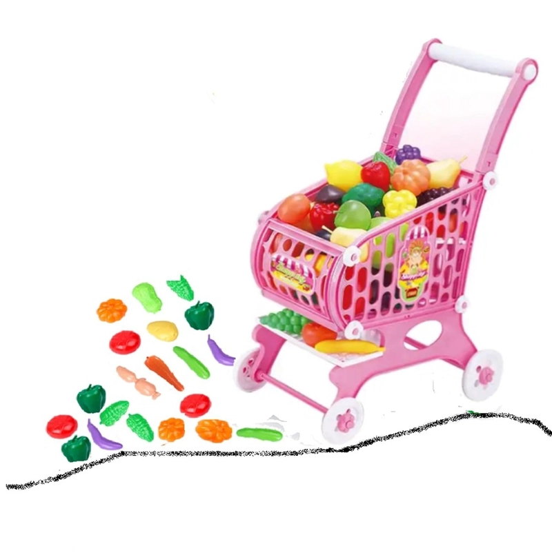 CARRO KIVARA SUPERMERCADO JUGUETE CARRITO COMPRA DO ACCESORIOS PA-J-00045 ROSA - 3