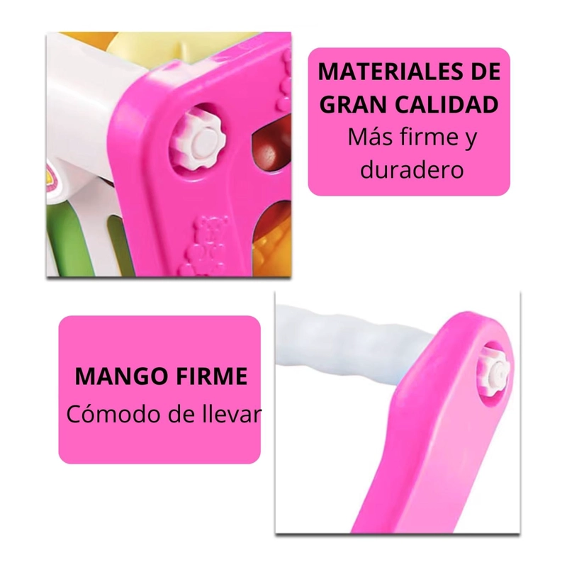 CARRO KIVARA SUPERMERCADO JUGUETE CARRITO COMPRA DO ACCESORIOS PA-J-00045 ROSA - 7