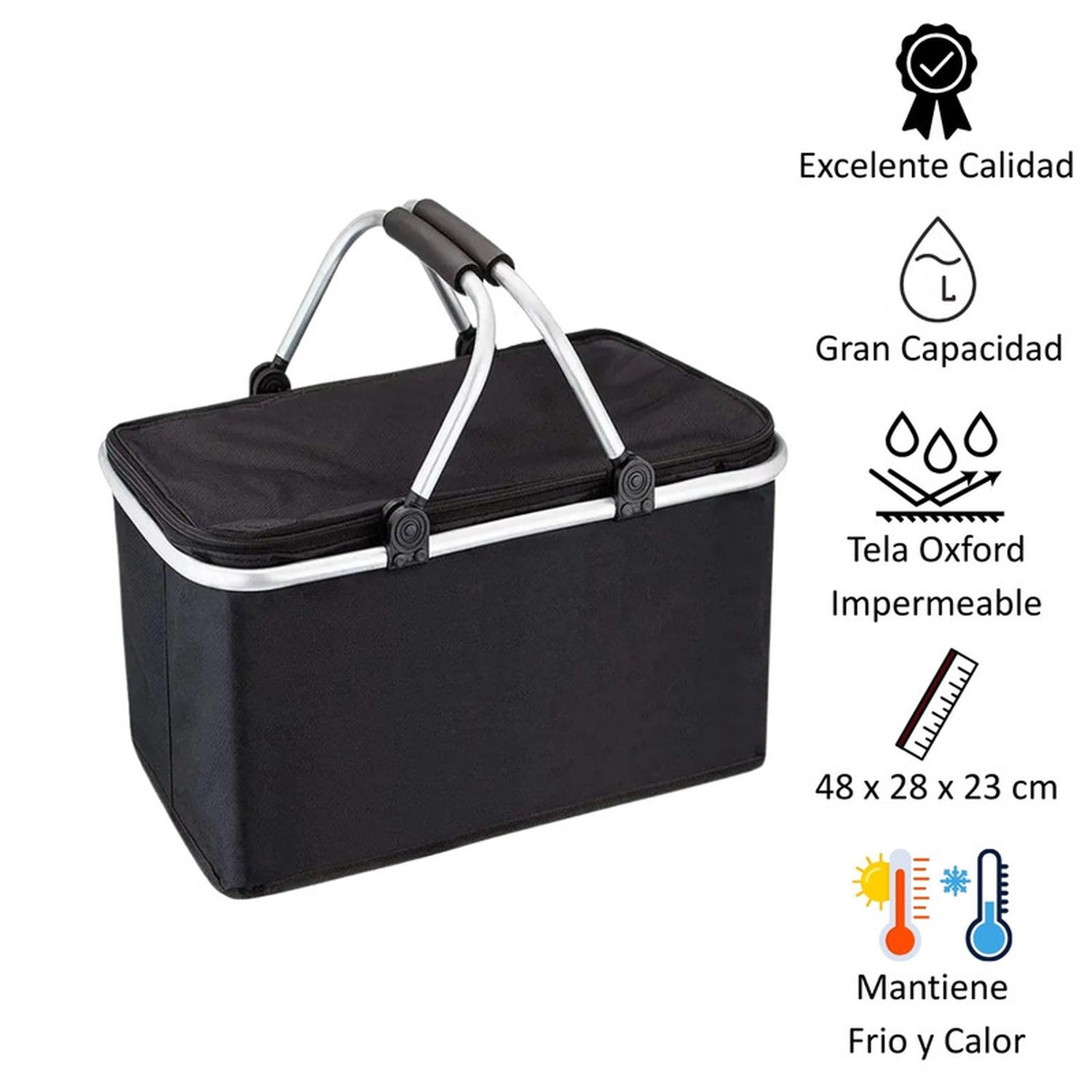 BOLSO AUCKLAND OUTDOOR TÉRMICO PLEGABLE NEGRO COOLER CANASTA PICNIC - 2