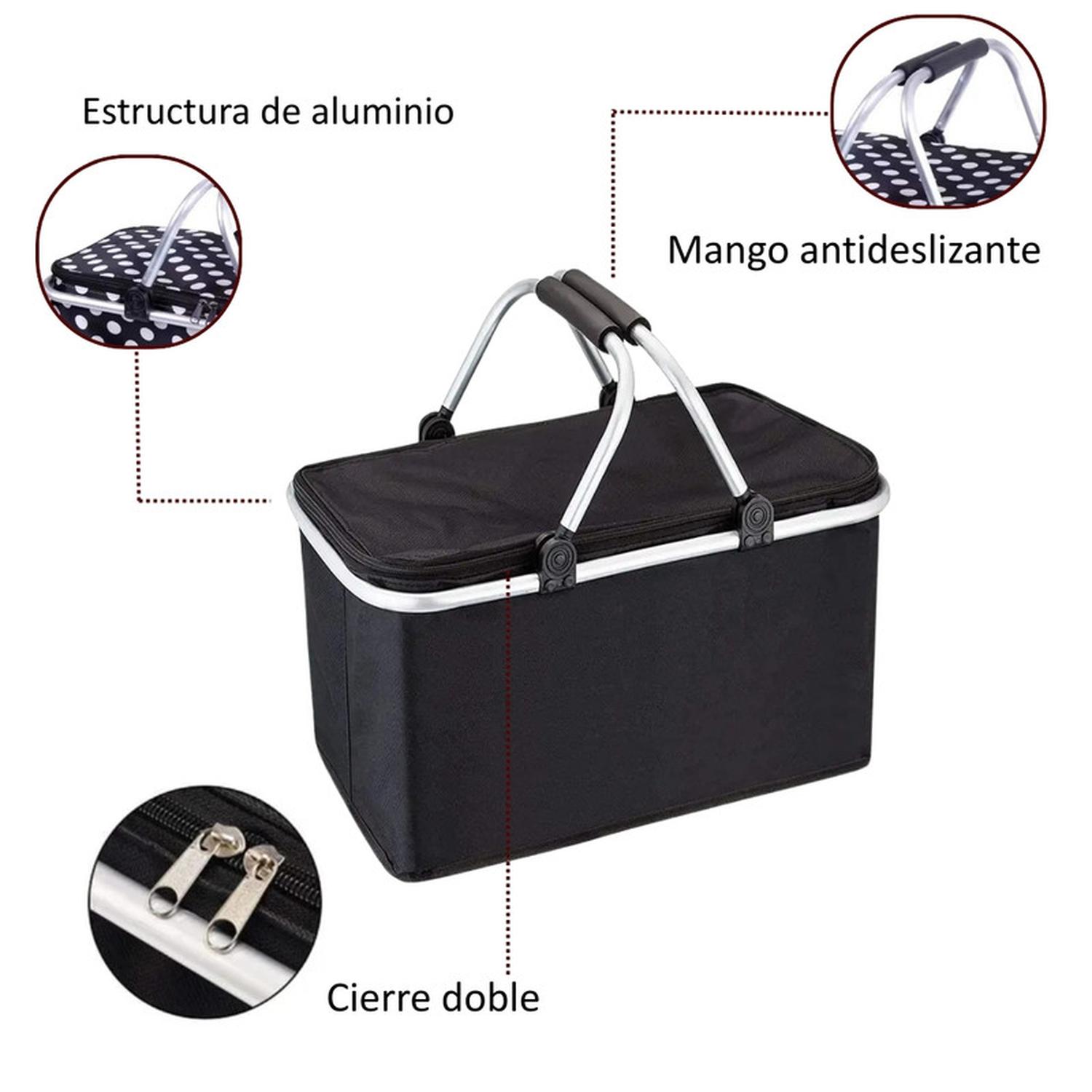 BOLSO AUCKLAND OUTDOOR TÉRMICO PLEGABLE NEGRO COOLER CANASTA PICNIC - 3