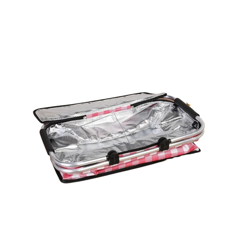 BOLSO AUCKLAND OUTDOOR TÉRMICO PLEGABLE CUADROS ROJOS COOLER CANASTA PICNIC - 8