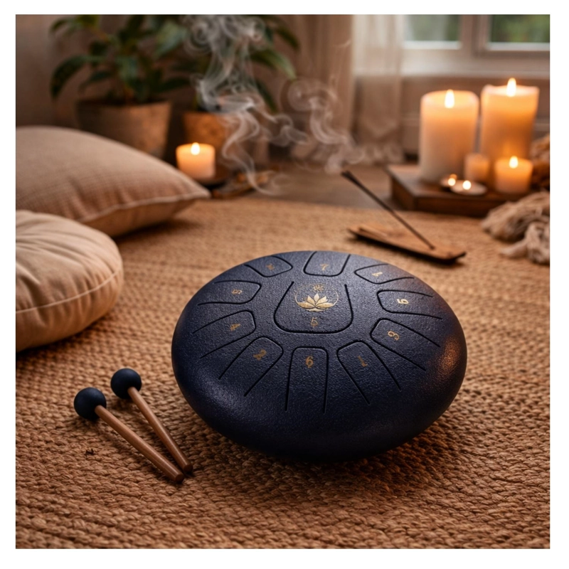 TAMBOR MOBII LENGUA ACERO MEDITACIÓN Y YOGA 6” 11 TONOS. AZUL - 3