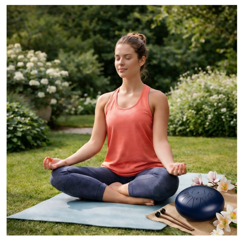 TAMBOR MOBII LENGUA ACERO MEDITACIÓN Y YOGA 6” 11 TONOS. AZUL - 6