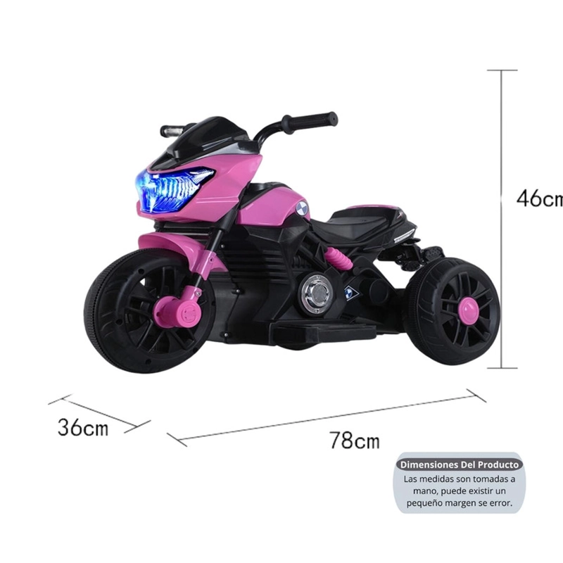 MOTO NIÑO ANTIVUELCO AUCKLAND OUTDOOR 6189 A BATERIA RECARGABLE LUZ Y SONIDO PINK - 4