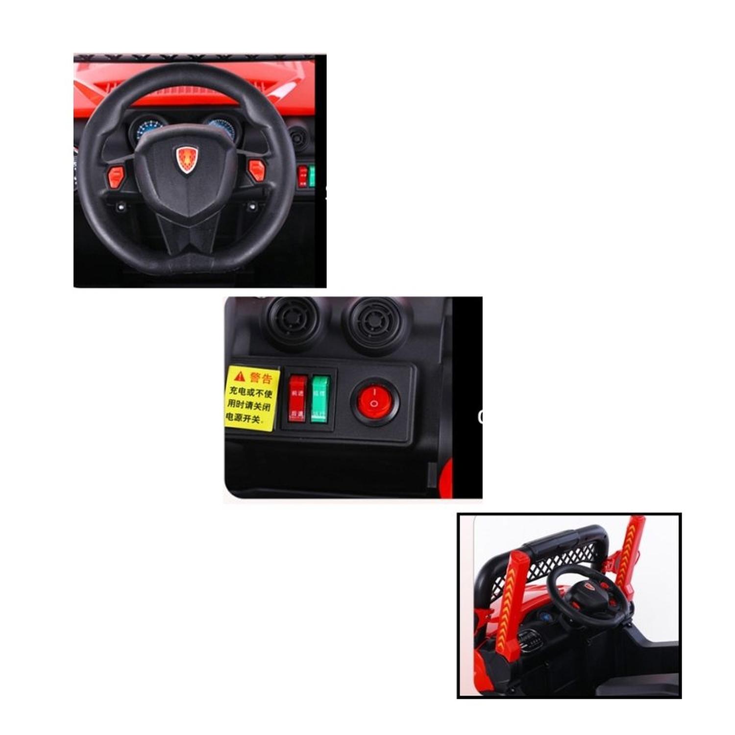 AUTO ELECTRICO INFANTIL JEEP A BATERIA CONTROL REMOTO ROJO - 7