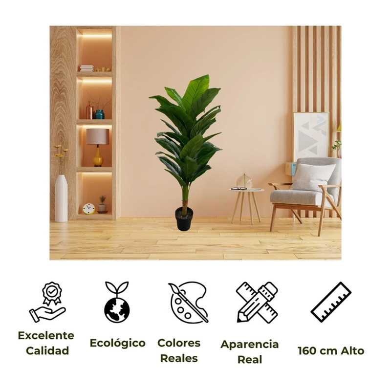 PLANTA ARTIFICIAL 160 CM ALTO CON MACETERO DECORATIVA - 4